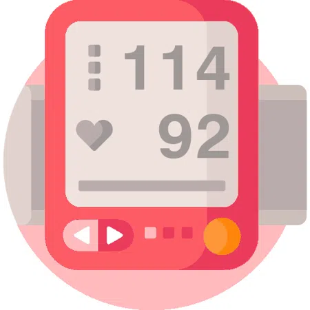 Blood pressure evaluation 114 over 92 mmHg