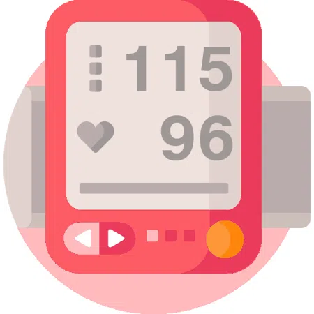 Blood pressure evaluation 115 over 96 mmHg