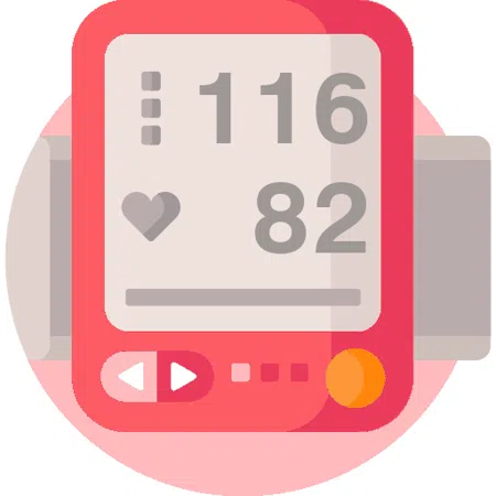 Blood pressure evaluation 116 over 82 mmHg