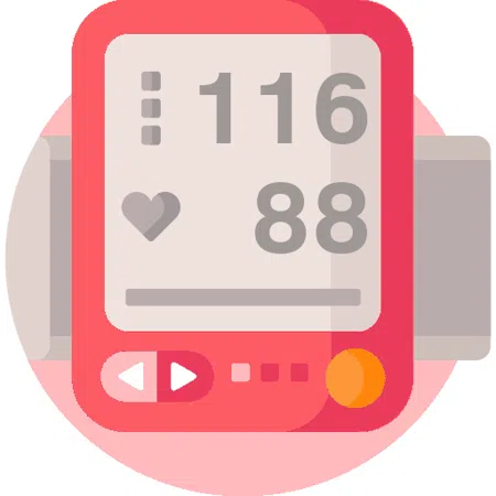 Blood pressure evaluation 116 over 88 mmHg