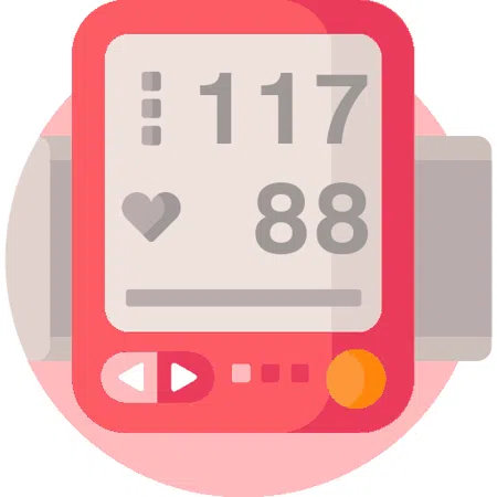 Blood pressure evaluation 117 over 88 mmHg