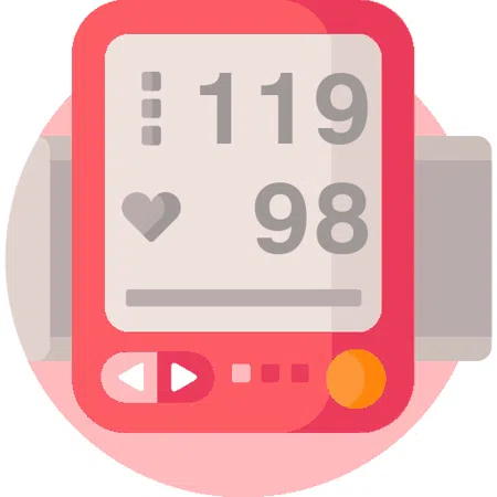 Blood pressure evaluation 119 over 98 mmHg