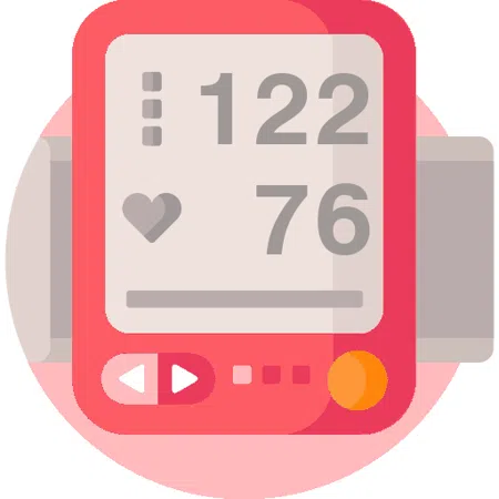 Blood pressure evaluation 122 over 76 mmHg