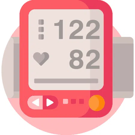 Blood pressure evaluation 122 over 82 mmHg