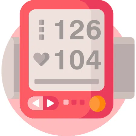 Blood pressure evaluation 126 over 104 mmHg