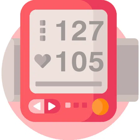 Blood pressure evaluation 127 over 105 mmHg