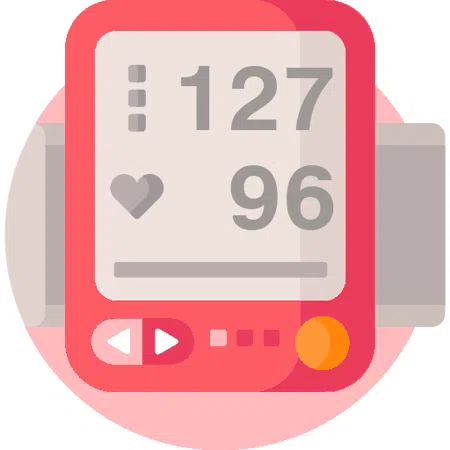 Blood pressure evaluation 127 over 96 mmHg