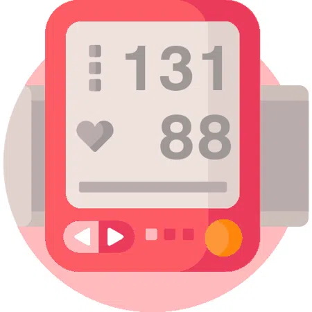 Blood pressure evaluation 131 over 88 mmHg