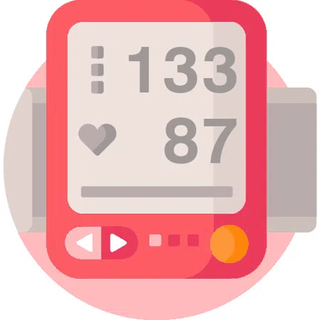 Blood pressure evaluation 133 over 87 mmHg