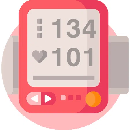 Blood pressure evaluation 134 over 101 mmHg