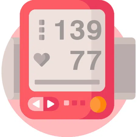 Blood pressure evaluation 139 over 77 mmHg