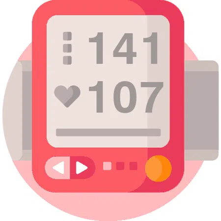 Blood pressure evaluation 141 over 107 mmHg