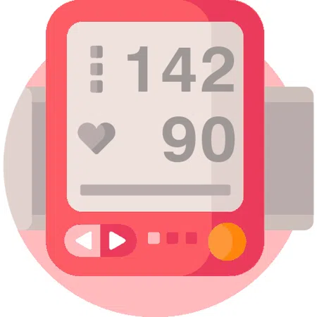 Blood pressure evaluation 142 over 90 mmHg
