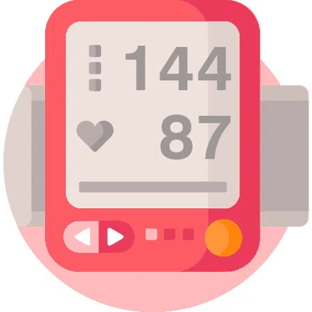 Blood pressure evaluation 144 over 87 mmHg