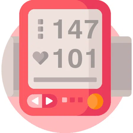 Blood pressure evaluation 147 over 101 mmHg