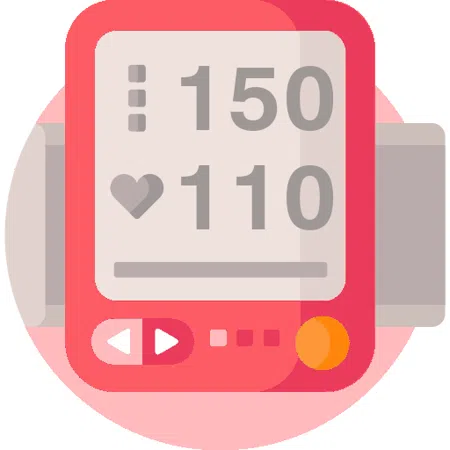Blood pressure evaluation 150 over 110 mmHg