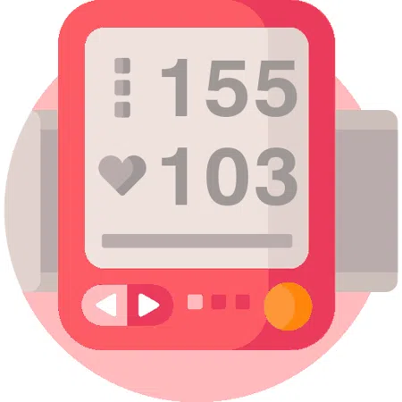 Blood pressure evaluation 155 over 103 mmHg