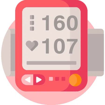 Blood pressure evaluation 160 over 107 mmHg