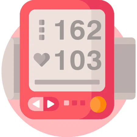 Blood pressure evaluation 162 over 103 mmHg