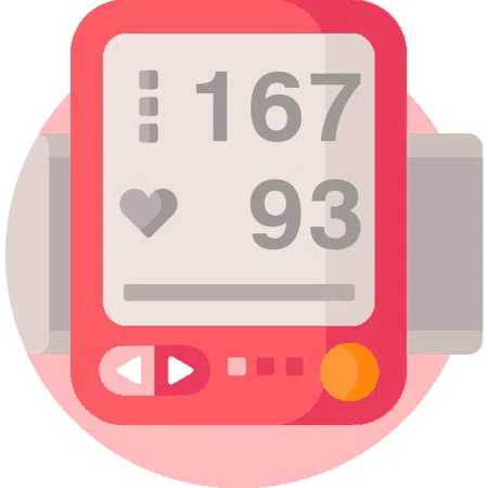 Blood pressure evaluation 167 over 93 mmHg
