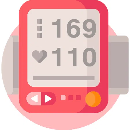 Blood pressure evaluation 169 over 110 mmHg