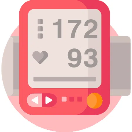 Blood pressure evaluation 172 over 93 mmHg
