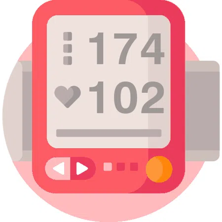 Blood pressure evaluation 174 over 102 mmHg